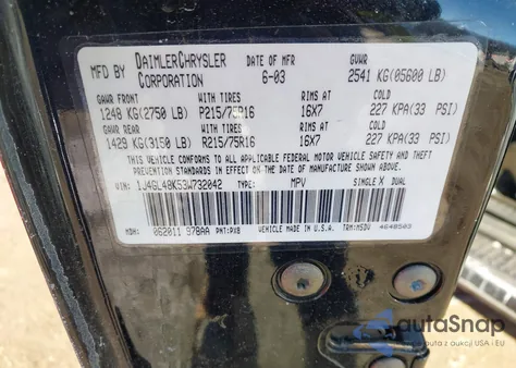 2003 Jeep Liberty Sport from USA, damaged, VIN 1J4GL48K53W732042